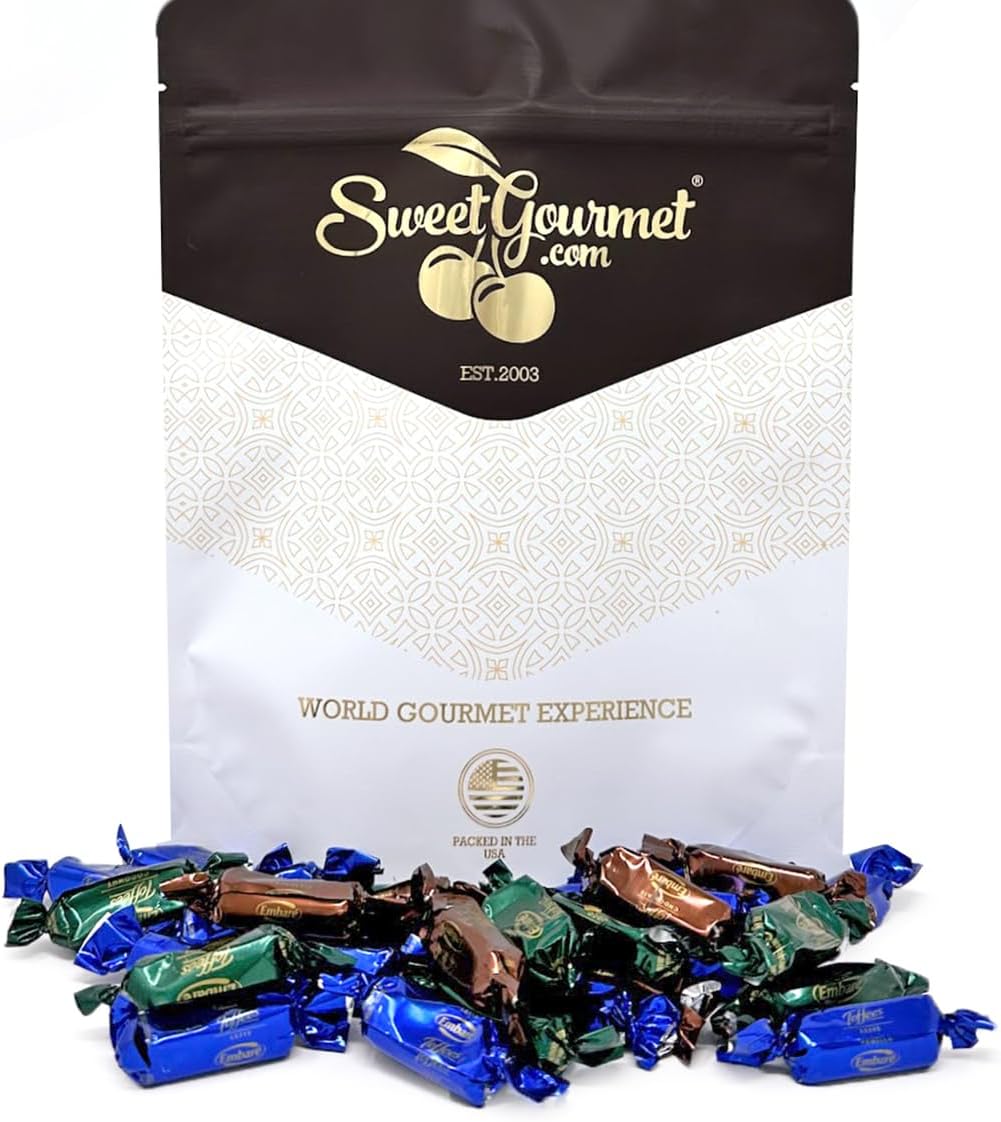 SweetGourmet Soft Toffees Assorted Candy Mix, Chocolate, Vanilla and Coconut Flavors, Individually Wrapped, 1 Pound