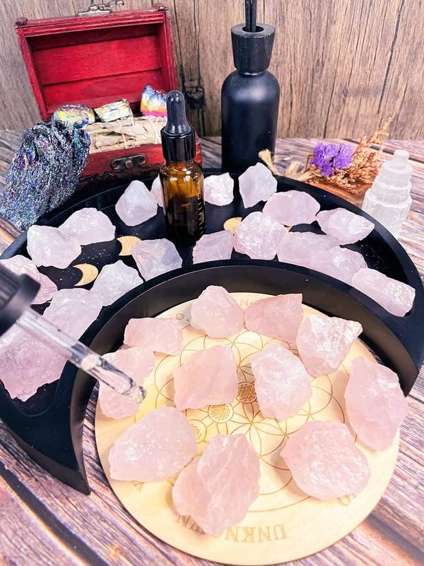 DUQGUHO Rose Quartz Natural Crystal Quartz Bulk 1" Raw Rough Healing Crystal Stones Reiki Crystal Stone Tumbling Cabbing Fountain Rocks Polishing Cutting Gemstone 200g