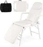 Giantex Portable Massage Bed Tattoo Chair, 73 Inch Adjustable Facial Table for Salon Beauty Spa w/Carrying Bag, Folding Spa Chair Esthetician & Lash Bed, White