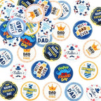 Father’s Day Cake Decorations, 56 Pcs Edible Rice Paper Cupcake Toppers, Dad-Themed Designs for Cake & Dessert Decorations,Party Supplies (Circle 1)