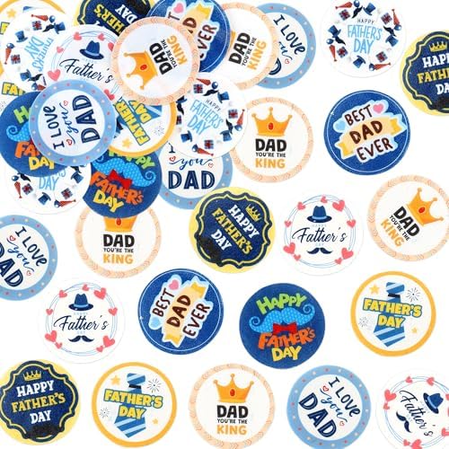 Father’s Day Cake Decorations, 56 Pcs Edible Rice Paper Cupcake Toppers, Dad-Themed Designs for Cake & Dessert Decorations,Party Supplies (Circle 1)