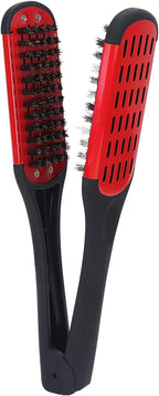 Hair Straightener Brush, Double Sided Beard Straightening Clamp Brush Professional Beard Hair Splint Brush Styling Tool for Smoothing and Straight Hair Styles