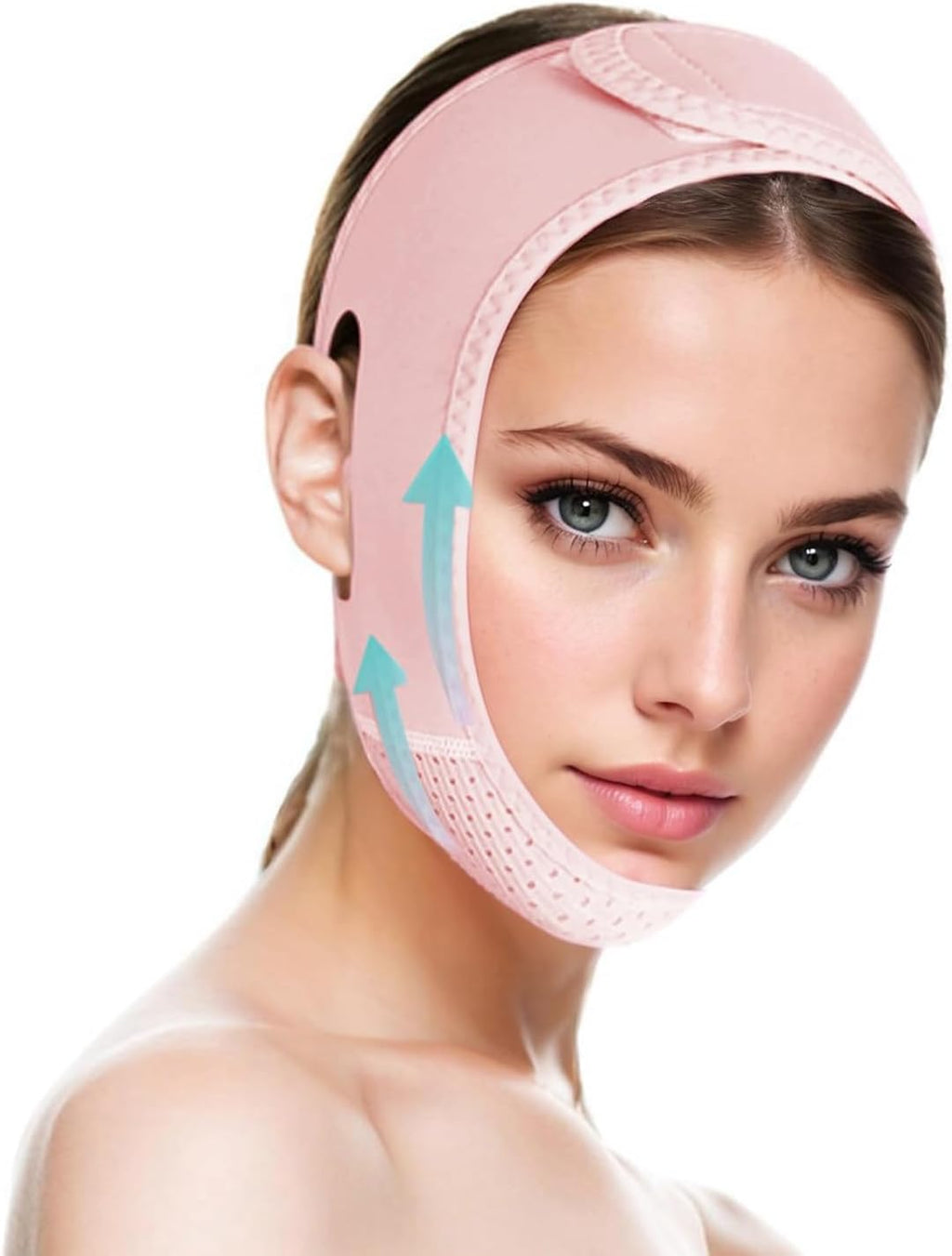 ROWMATE V Line Lifting Mask Chin strap for sleeping, V Line Lifting Mask for Women,Jaw Exerciser，Medium,LightPink