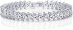 PAVOI 14K Gold Plated Marquise Cut Tennis Bracelet for Women - Cubic Zirconia Gold Tennis Bracelets for Women - Delicate Marquise CZ Bridal Jewelry for Wedding
