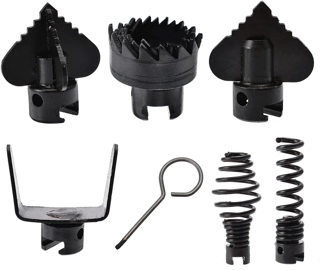 7Pcs Drain Cleaner Combination Cutter Head Set,16mm Manganese Steel Pipeline Dredging Machine Cutting Head for K400 Pipeline Dredging Machine, Pipe Cleaners, Drain Snake Drill Attachment
