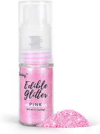 Shimmer Pink Edible Glitter Spray, 5g Edible Glitter for Cocktails, Cobakey Luster Dust Edible for Cake Decorating, Drinks, Baking, Chocolate, Strawberrie
