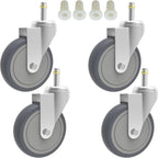 4-Inch Swivel Stem Caster, 7/16-Inch Stem Diameter Rubber Wheel, Heavy Duty TPR Replacement Wheels for Rubbermaid Mop Bucket Cart Grill Casters - 4 Pack