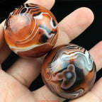 2pcs Natural Silk Agate Banded Ball Quartz Crystal Sphere Tumbled Gems Stone Dia.35MM(1.38inch)