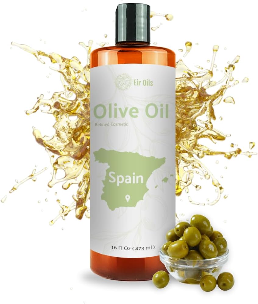 Olive Oil - 100% Pure Cold Pressed Natural Olive Oil (Aceite de Oliva) for Essential Oils Dilution, Massage & Skincare - Premium Grade (16oz)