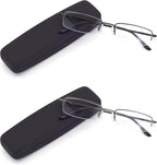 HIGHLIKE 2 or 3 -Pack Blue Light Blocking Reading Glasses with Hard Cases, Semi Frame Spring Hinge Readers Glasses