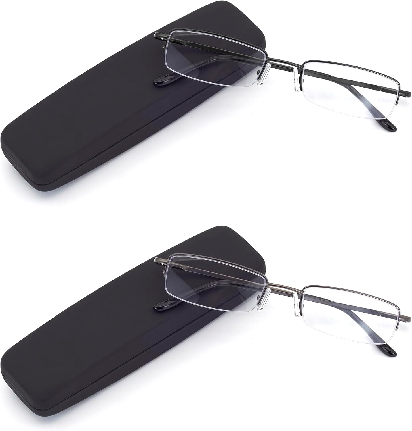 HIGHLIKE 2 or 3 -Pack Blue Light Blocking Reading Glasses with Hard Cases, Semi Frame Spring Hinge Readers Glasses