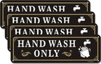 Hand Wash Only Self Adhesive Sign – 4 Pack ，10 x 3 inches Rust Free Aluminum Sign for Yard, UV Protected, Fade Resistant #Hand Wash Only F-HWO1003P4