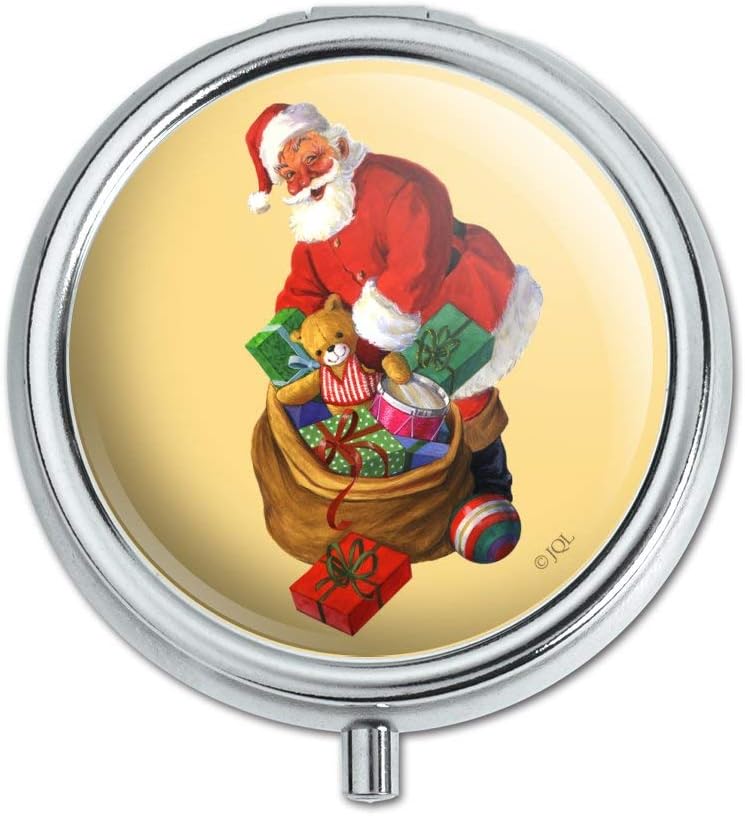 Christmas Holiday Santa and His Bag of Toys Pill Case Trinket Gift Box