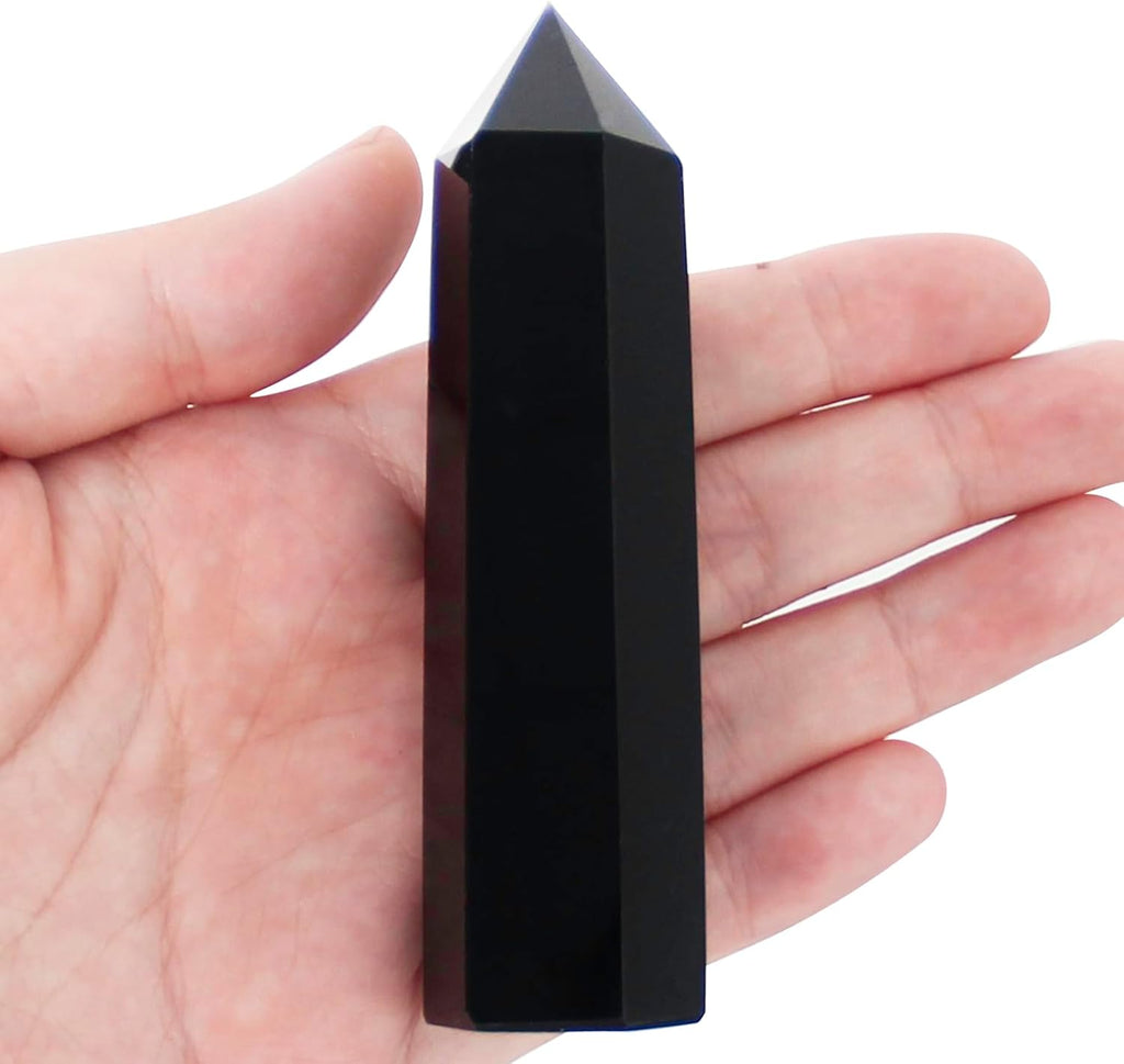 Obsidian Crystal Wand-1 Pc 3.1"-3.5" Natural Obsidian Crystal Wands, Healing Crystal and Stones, Natural Obsidian Stone Tower, Gift Box Packaging
