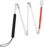 Blind Cane Stick - Mobility Reflective Red-White Foldable Walking Baston para Ciegos, Marshmallow Ball Tip | Folding Replacement/Prop Tool for Visually Impaired Person, Men, Women People Seeing Sight
