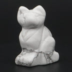 1.5" Cat Statue Stone Carving Natural Gemstone Crystal Quartz Chakra Animal Figurine Home Decoration 1pc,White Turquoise