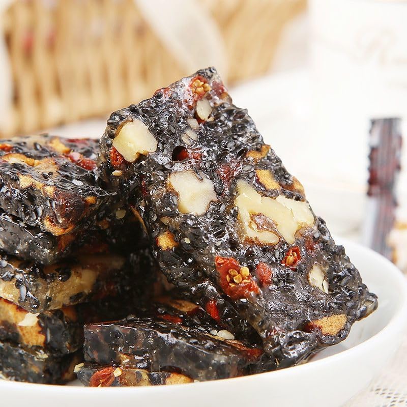 Black Sesame red dates Walnut soft cake (500g/17.65OZ) Sichuan traditional handmade walnut cake,Gummy candy,dessert,dim sum,Black sesame red dates cake,healthy snack gifts,snack food (1000g)