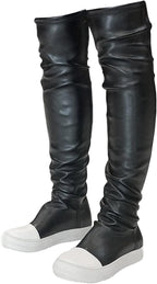 MOFEEDOUKA Thigh High Boots for Women Flat Over The Knee Round Toe Booties