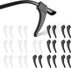 SMARTTOP 20 Pairs Anti-Slip Eyeglass Ear Grips Hook, Comfortable Silicone Elastic Eyeglasses Temple Tips Sleeve Holder-For Eyeglasses Sunglasses Spectacles Glasses Reading (10 Black&10 Clear)