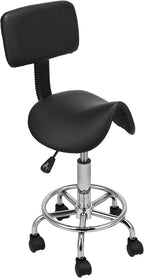 Voilamart Saddle Salon Massage Chair with Backrest Swivel Massage Hydraulic Gas Lift Stool for Hairdressing Manicure Tattoo Beauty, Black