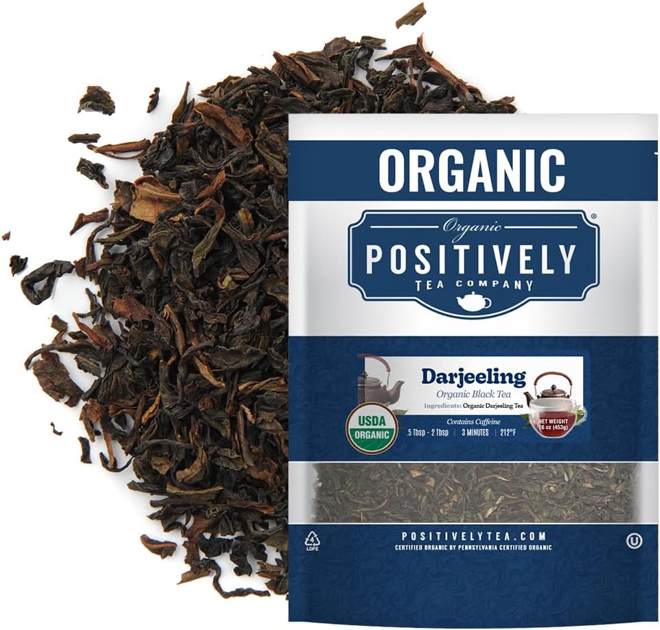 Organic Positively Tea Company, Darjeeling Black Tea, Loose Leaf, 16 Ounce