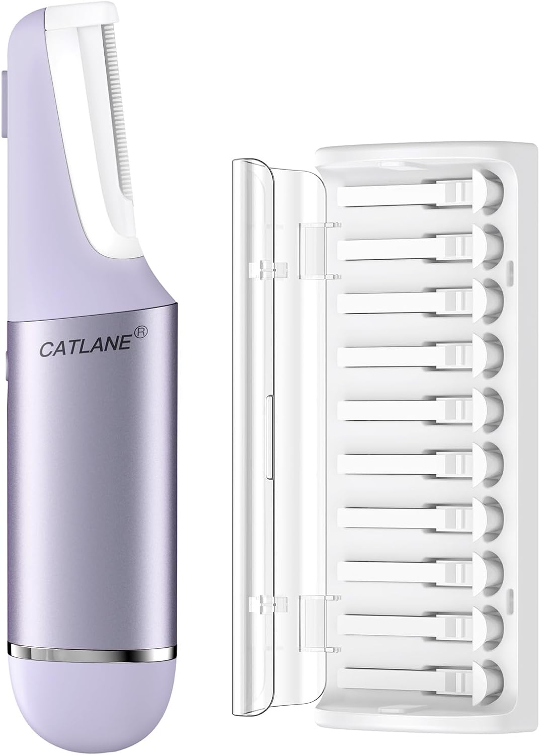 Dermaplane Razor for Women Face, Dermaplaning Tool for Face, Sonic Exfoliation & Peach Fuzz-Hair Removal System with 10 Dermaplaning Blades, Twilight Purple
