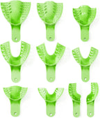 Annhua Perforated Dental Impression Trays 10 PCS, Disposable Impression Trays Set Plastic Teeth Holder for Dental Clinic, Lab Equipment, Dental Students - Green