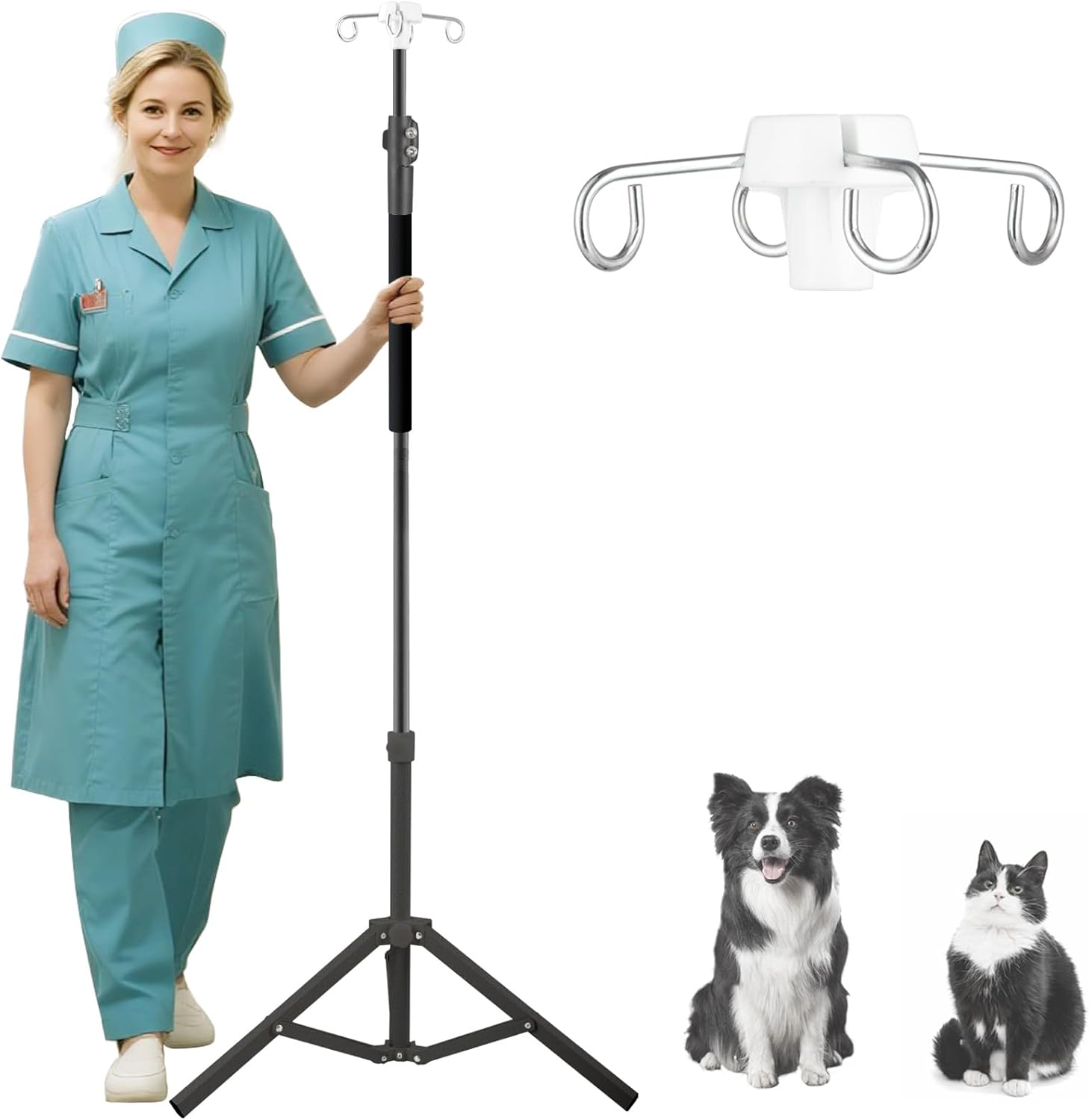 IV Poles,45to 83In IV Stand Floor with 4 IV Bag Holder Stand Portable Telescopic Stabilizing Tripod Stainless Steels Pipe Extension Pole IV Influsion Pole Lightweight Strudy (45-83in)