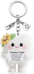 Positive Dental Assistant Accessories Dental Hygienist Gifts For Women Doctor Cute Tooth Keychain Dentist Gifts For Women Girl Friend Dentist Nurse Gift Emotional Inspirational Support Stuff