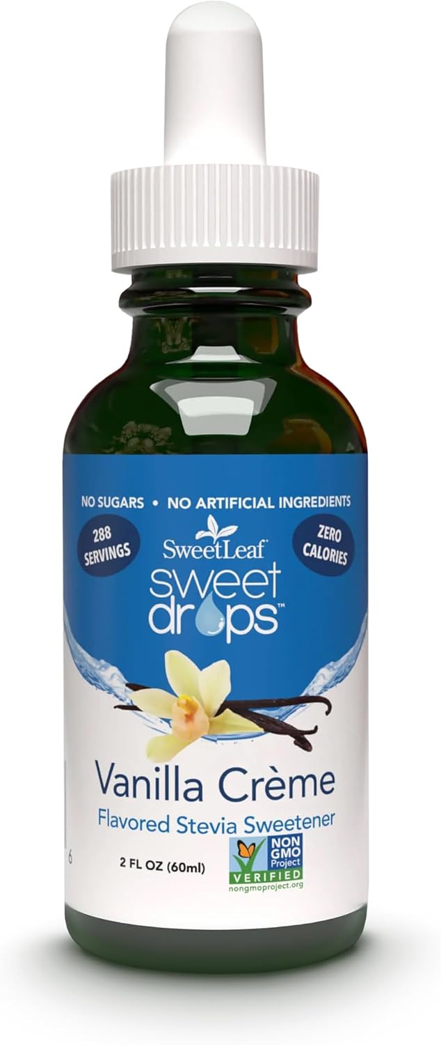 SweetLeaf Sweet Drops - Flavored Stevia Liquid Sweetener, Organic Stevia Extract, Zero Calorie, Keto Friendly, Non GMO, Natural Flavor, Sugar Alternative - Vanilla Creme, 2 Fl Oz (Pack of 1)