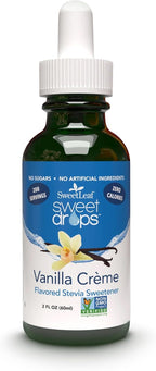SweetLeaf Sweet Drops - Flavored Stevia Liquid Sweetener, Organic Stevia Extract, Zero Calorie, Keto Friendly, Non GMO, Natural Flavor, Sugar Alternative - Vanilla Creme, 2 Fl Oz (Pack of 1)