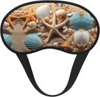Seashells Starfish Eye Mask for Sleeping Soft Satin Sleep Shade Cover Blindfold with Elastic Strap Travel Nap Blackout Eye Shade Cover for Women Men