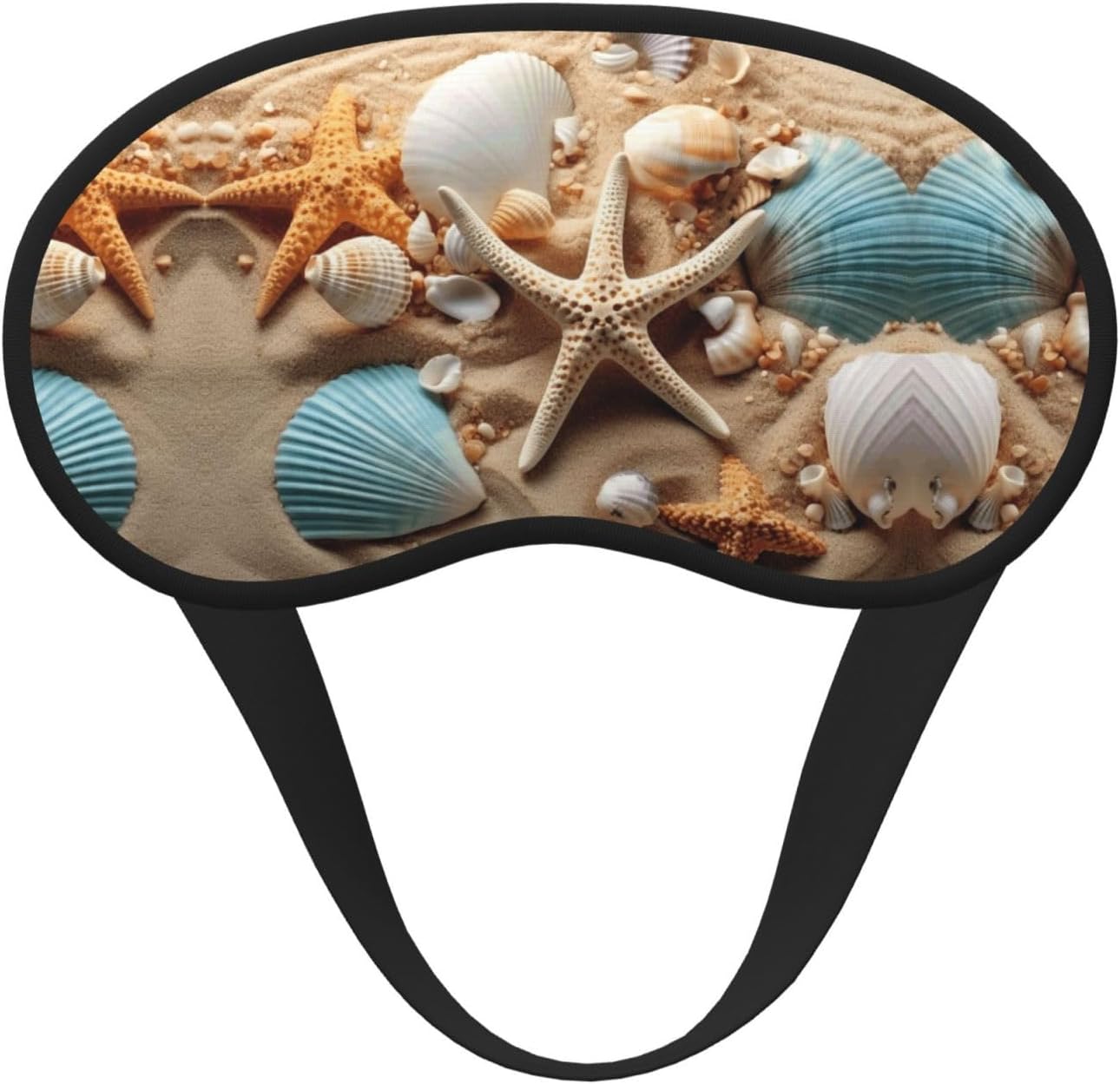 Seashells Starfish Eye Mask for Sleeping Soft Satin Sleep Shade Cover Blindfold with Elastic Strap Travel Nap Blackout Eye Shade Cover for Women Men
