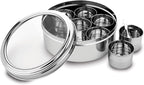 Nature's Own Stainless Steel Indian Spice Box/Masala Box/Masala Dabba/Spice Container - 7 Containers, Steel Masala Box/Spice Dabba/Spice Box, Spice Box for Chefs (Small)
