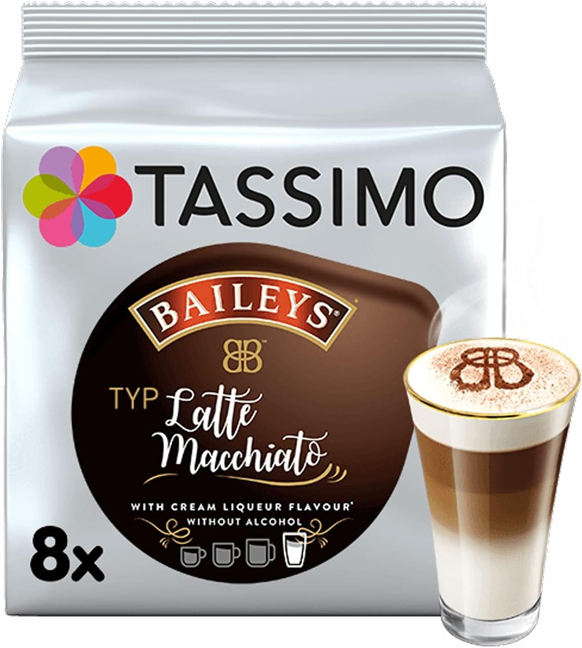 Tassimo Baileys Latte Macchiato (2-Pack) - Dark Roast - Pod - 16 Count - For Tassimo Machine