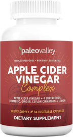 Paleovalley Apple Cider Vinegar Complex with Superfoods - Turmeric, Ginger, Ceylon Cinnamon and Lemon - 84 Vegetable Capsules