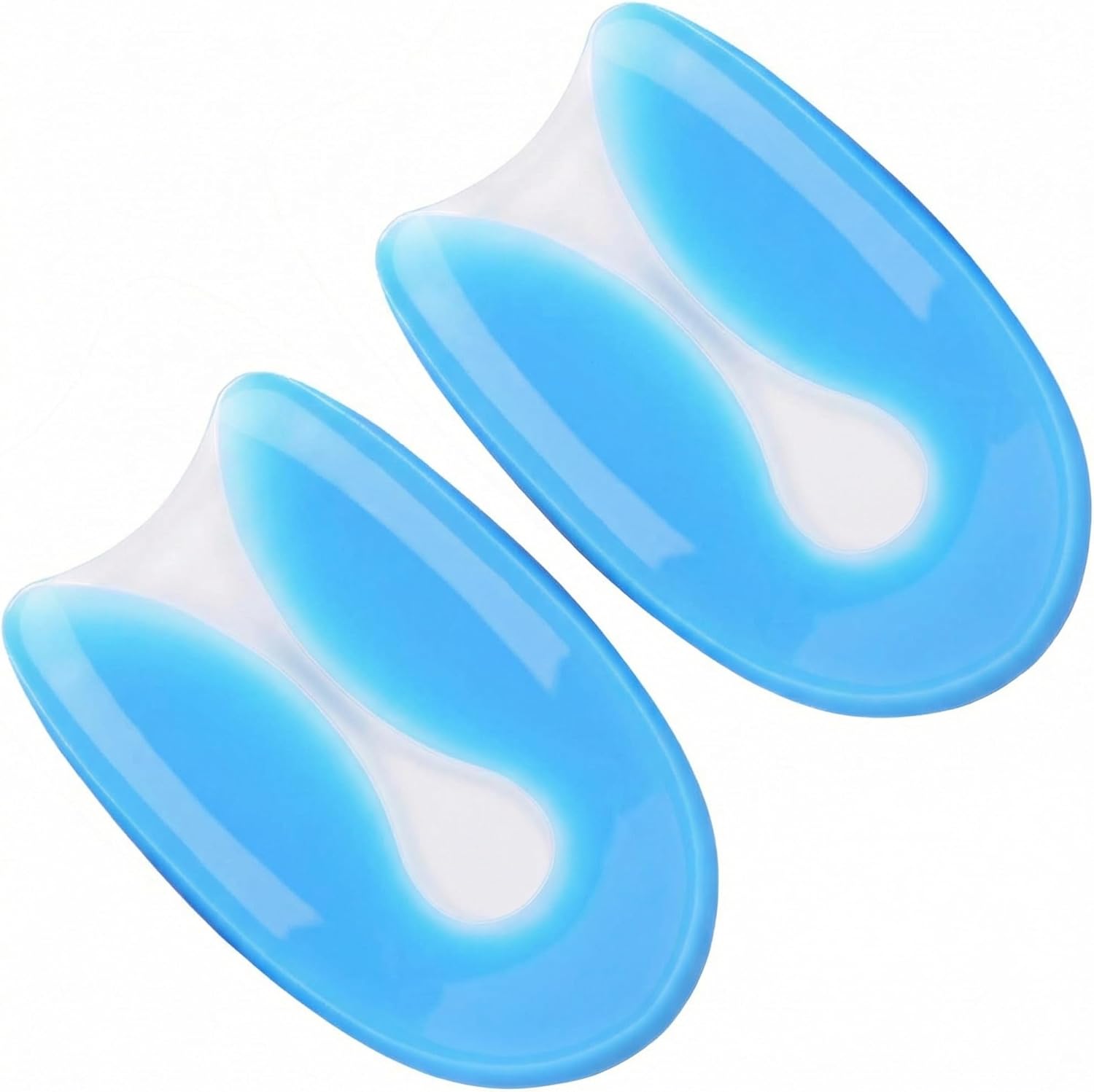 1Pair Blue Silicone U-Shaped Heel Cups Plantar Fasciitis Insert Invisible Heel Pads Soft Gel Heel Cushions Protectors Shock Absorbing Support for Women Men(Large)