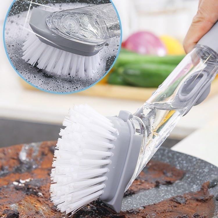 Pot Brush Magic Kitchen Automatic Liquid Washing Brush, Multifunctional Dish Brush, Household Long Handle Oil Brush, Hydraulic Pot Brush