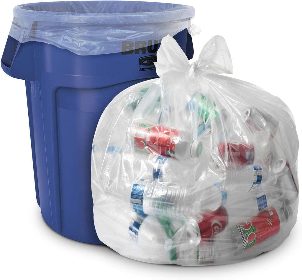 Aluf Plastics Heavy Duty 55 Gallon Transparent Trash Bags - (Value 50 Pack) - 1.5 MIL equivalent Industrial Strength Plastic 35" x 55" Fits Toter, Rubbermaid Brute, Carlislie Bronco etc.