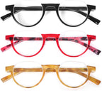 DXYXYO 3 Pack Half Moon Reading Glasses for Women, Stylish Blue Light Blocking Computer Readers with Spring Hinge