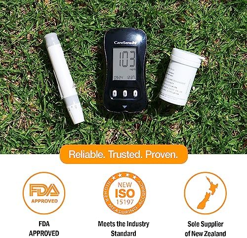 CareSens N Blood Glucose Monitor Kit with 100 Blood Sugar Test Strips, 100 Lancets, 1 Blood Glucose Meter, 1 Lancing Device, 1 Control Solution, Travel Case for Diabetes Testing for Personal Use