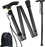 Folding Cane, Trekking Poles for Men, Women, Collapsible Walking Stick, Walking Cane with Carrying Bag, Adjustable,Lightweight, Anti Shock, Rubber Base for Hiking Camping