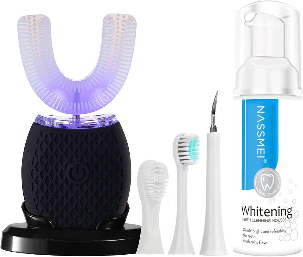 Automatic Toothbrush for Adult - Ultrasonic Electric Toothbrush with Soft Bristles Waterproof & Washable Rechargeable Portable Design with Wireless Charging 30'' Timer for Travel & Home Use (Black)