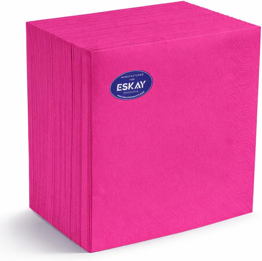 Fuchsia Dinner Napkins, 3-Ply, 125 Count – Premium Disposable Paper Napkins for Parties, Weddings, Restaurants, Bars & Events, European Made