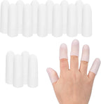 PATIKIL Finger Sleeve Protectors, 16pcs Silicone Finger Cots Cover Cap Thumb Guard Gel Finger Protection for Repair, Sports, 2"x0.6" White