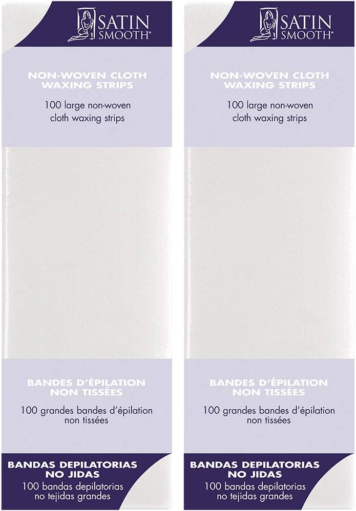 Satin Smooth Non-Woven Cloth Waxing Strips, Large, 100 Ct X 2 Packs