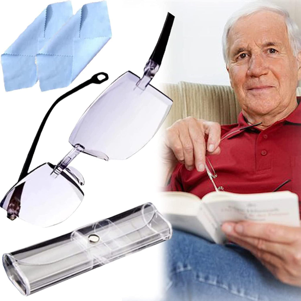 Anti Blue Light Reading Glasses for Women and Men, Sapphire High Hardness Intelligent Dual Focus Reading Glasses (Color : Blue, Size : 2.5)