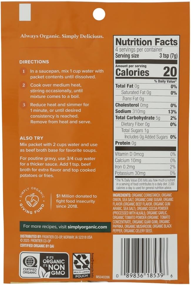 Simply Organic, Brown Gravy Mix, 1 Oz