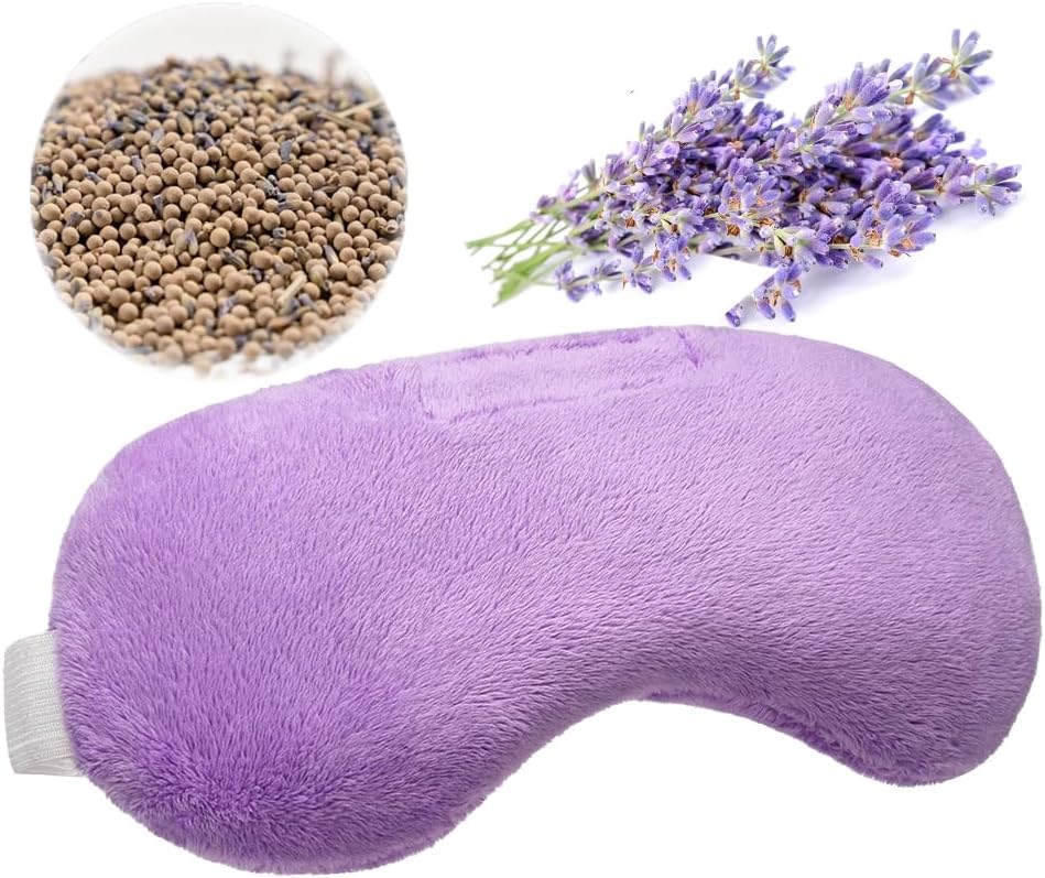 Umisleep Lavender Eye Mask, Aromatherapy Weighted Sleep Mask for Dry Eyes Men Women, Microwave Heated Hot Therapy Eye Cover Moist Compression Pain Relief, Pillow for Puffy Eyes, Sinus Pain, Purple