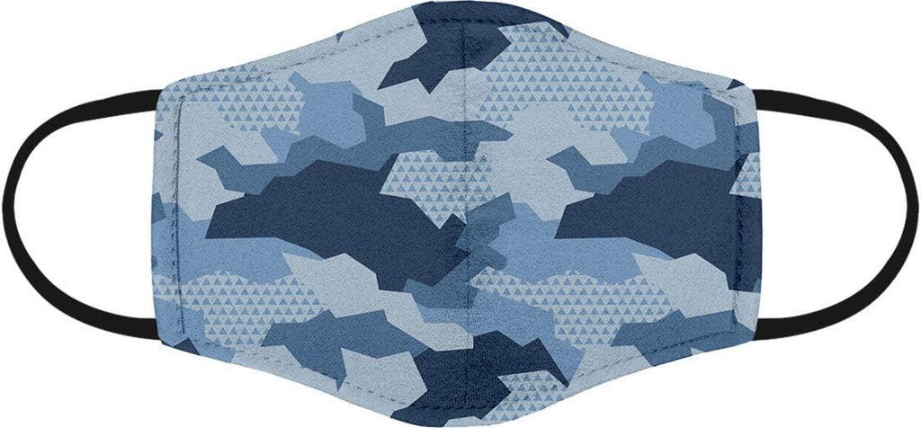 2-Pack Reusable Washable Kids Cloth Face Masks - Unisex Face Covering with Adjustable Ear Loops - Dual Layer 100% Cotton - Soft & Breathable Fabric Face Mask - Blue Camo